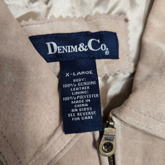 Denim & Co Leather Zip Up Jacket Brown Tan Buckle Accent - Picture 4 of 9